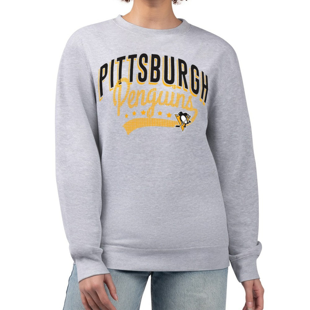 Pittsburgh Penguins G-III 4Her by Carl Banks Women's Filigree Team Graphic Fleece Pullover Sweatshirt - Heather Gray - NHL 201411638