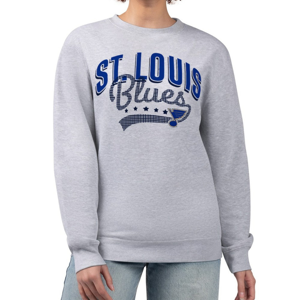 St. Louis Blues G-III 4Her by Carl Banks Women's Filigree Team Graphic Fleece Pullover Sweatshirt - Heather Gray - NHL 201411643