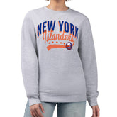 New York Islanders G-III 4Her by Carl Banks Women's Filigree Team Graphic Fleece Pullover Sweatshirt - Heather Gray - NHL 201411656