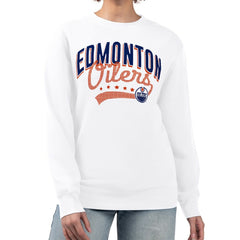 Edmonton Oilers G-III 4Her by Carl Banks Women's Filigree Team Graphic Fleece Pullover Sweatshirt - White - NHL 201411679