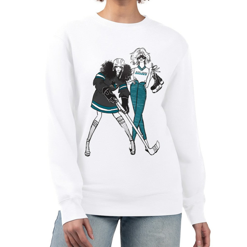 San Jose Sharks G-III 4Her by Carl Banks Women's Hockey Girls Team Graphic Fleece Pullover Sweatshirt - White - NHL 201411711