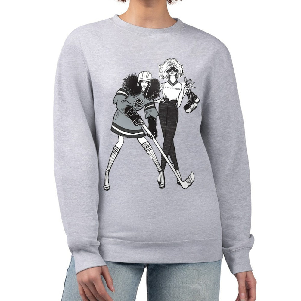 Los Angeles Kings G-III 4Her by Carl Banks Women's Hockey Girls Team Graphic Fleece Pullover Sweatshirt - Heather Gray - NHL 201411741