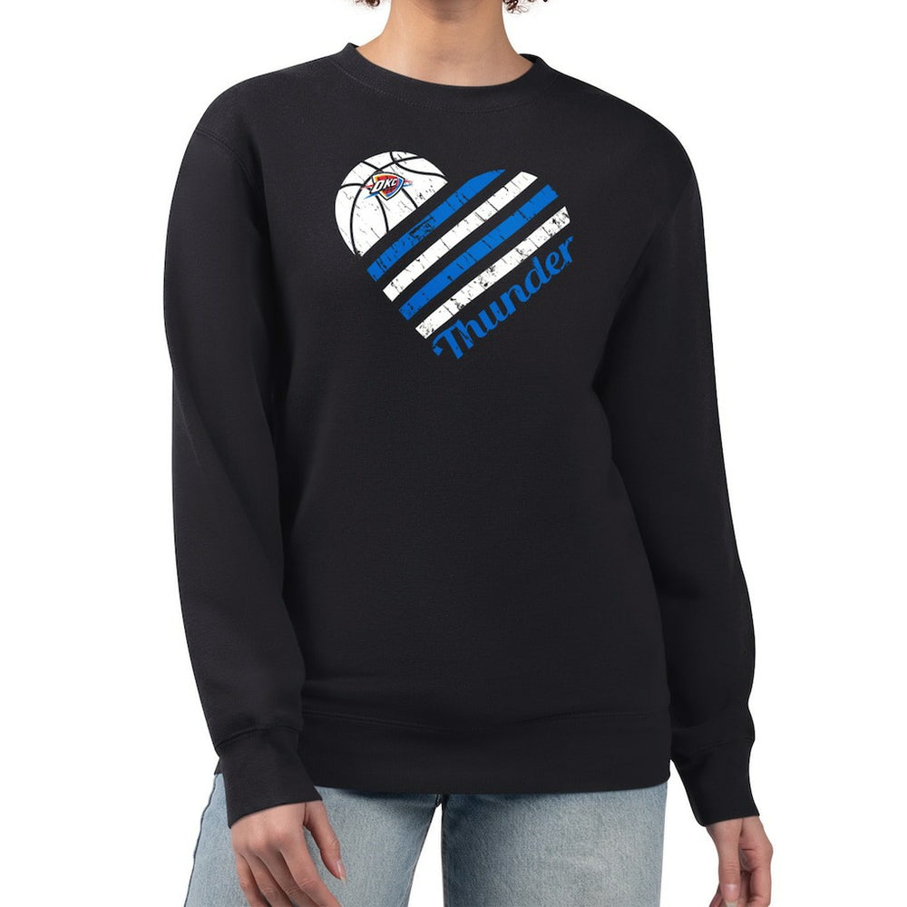 Oklahoma City Thunder G-III 4Her by Carl Banks Women's Heart Graphic Fleece Pullover Sweatshirt Black