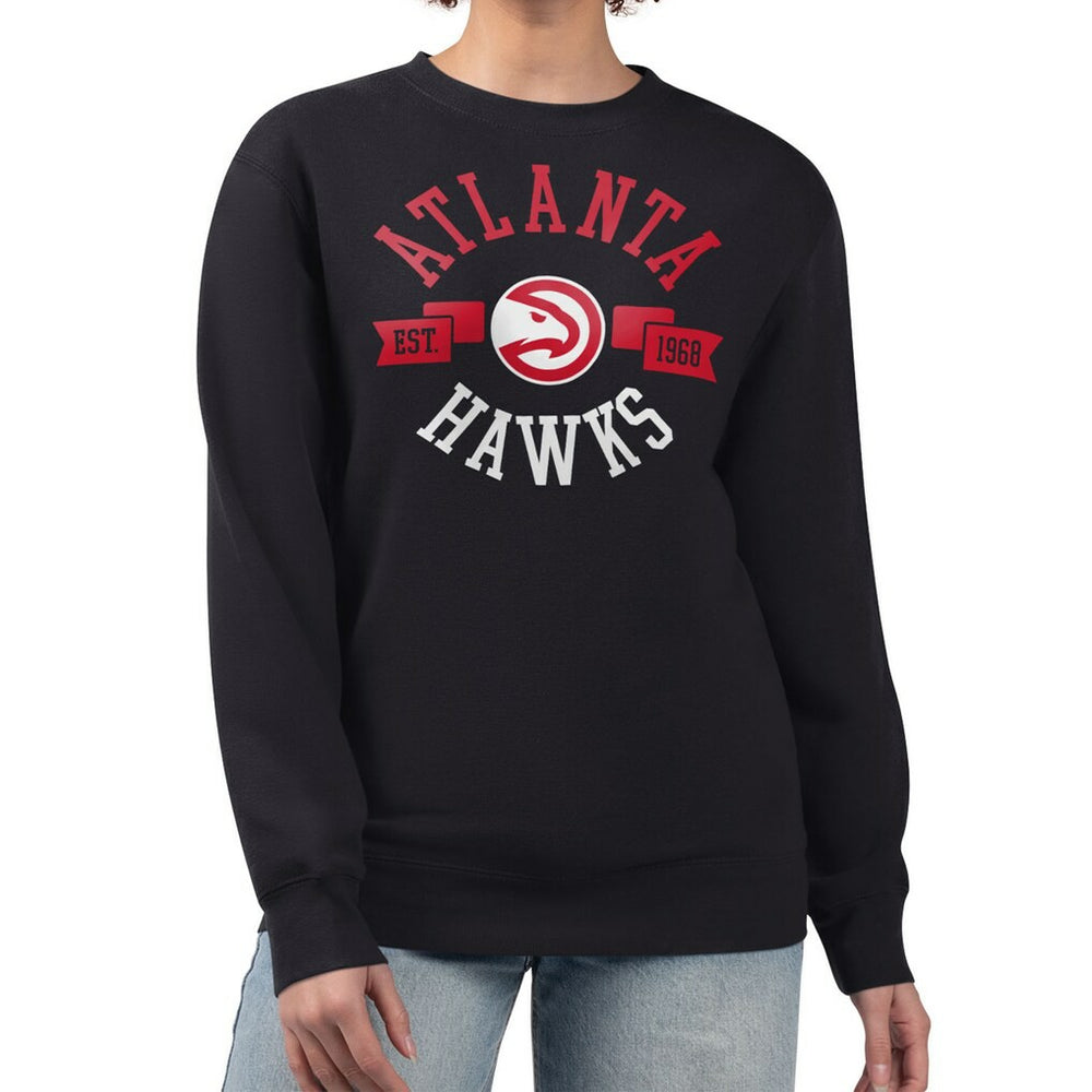 Atlanta Hawks G-III 4Her by Carl Banks Women's Large Team Logo Graphic Fleece Pullover Sweatshirt Black