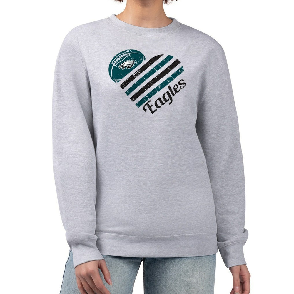 Philadelphia Eagles G-III 4Her by Carl Banks Women's Heart Graphic Fleece Pullover Sweatshirt Heather Gray
