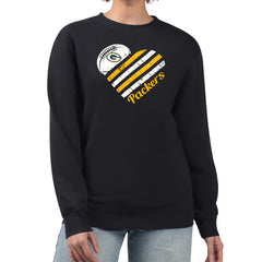 Green Bay Packers G-III 4Her by Carl Banks Women's Heart Graphic Fleece Pullover Sweatshirt Black