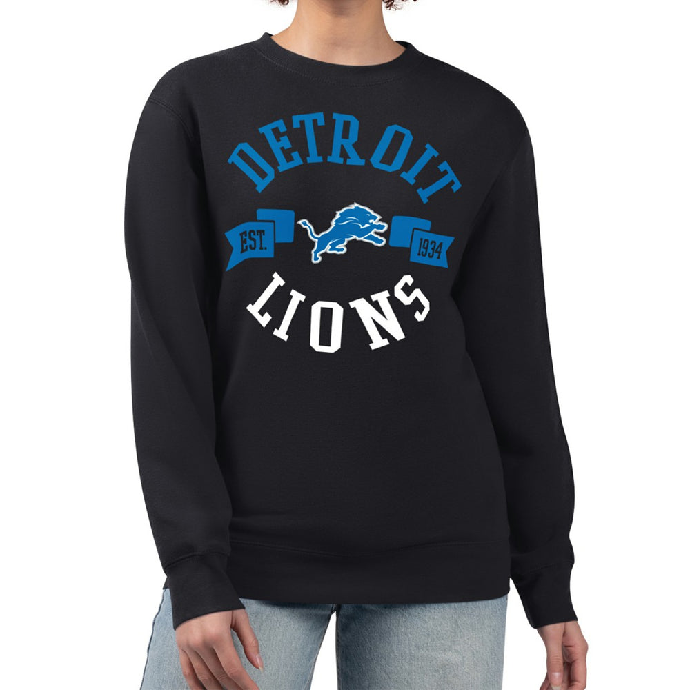 Detroit Lions G-III 4Her by Carl Banks Women's Large Team Graphic Fleece Pullover Sweatshirt Black