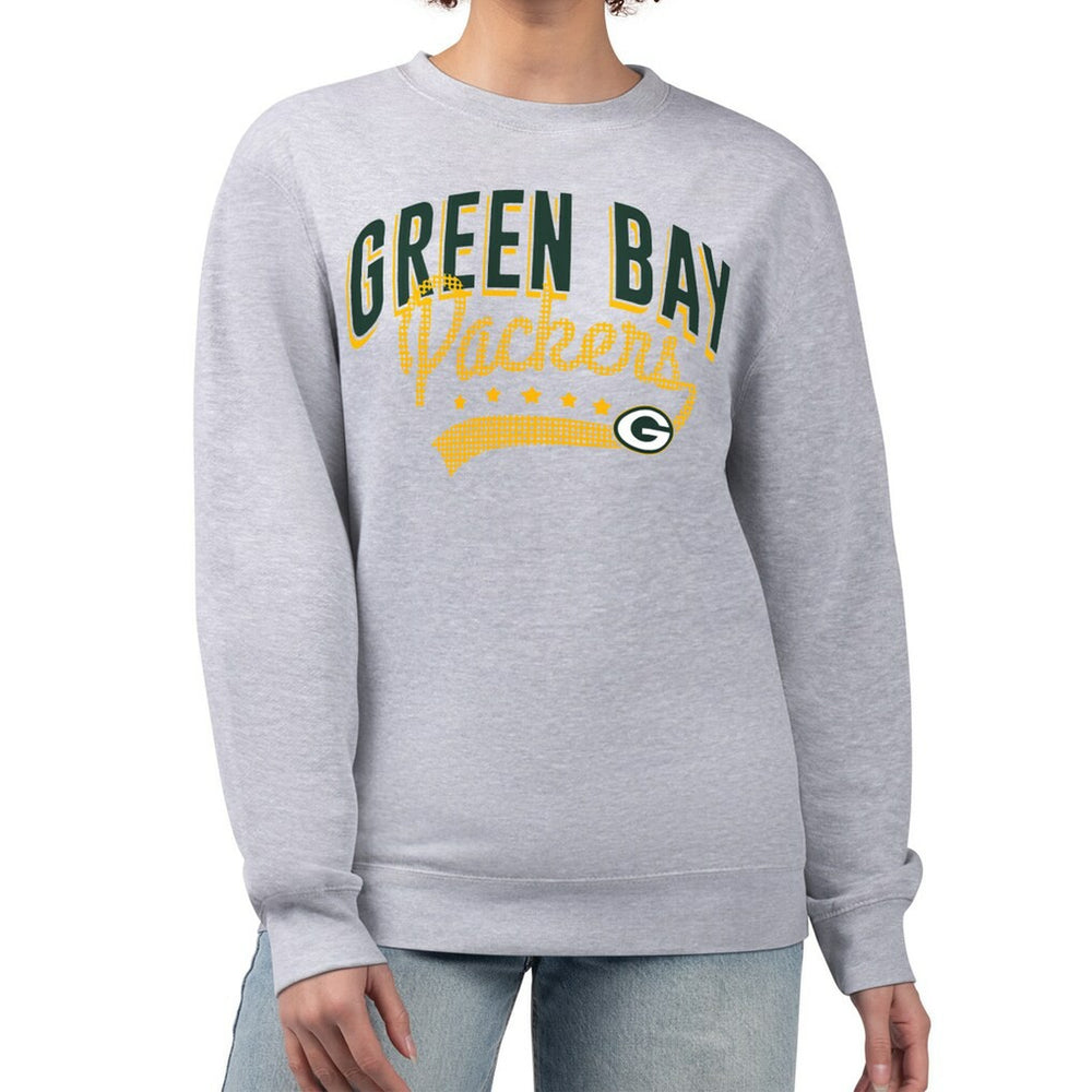 Green Bay Packers G-III 4Her by Carl Banks Women's Filigree Logo Graphic Fleece Pullover Sweatshirt Heather Gray