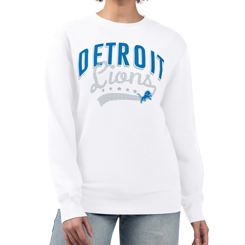 Detroit Lions G-III 4Her by Carl Banks Women's Filigree Logo Graphic Fleece Pullover Sweatshirt White