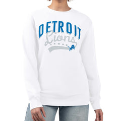 Detroit Lions G-III 4Her by Carl Banks Women's Filigree Logo Graphic Fleece Pullover Sweatshirt White