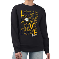 Green Bay Packers G-III 4Her by Carl Banks Women's Lots of Love Graphic Fleece Pullover Sweatshirt Black