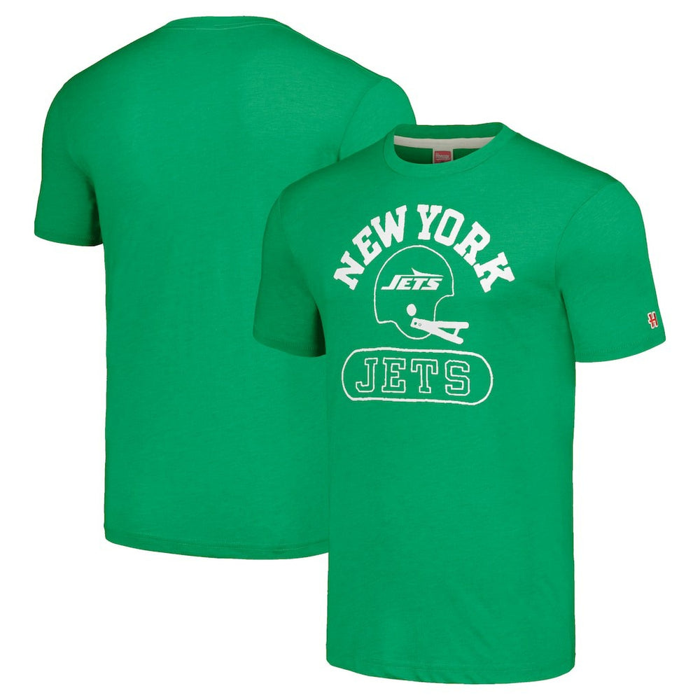New York Jets Homage Unisex Helmet Tri-Blend T-Shirt Green