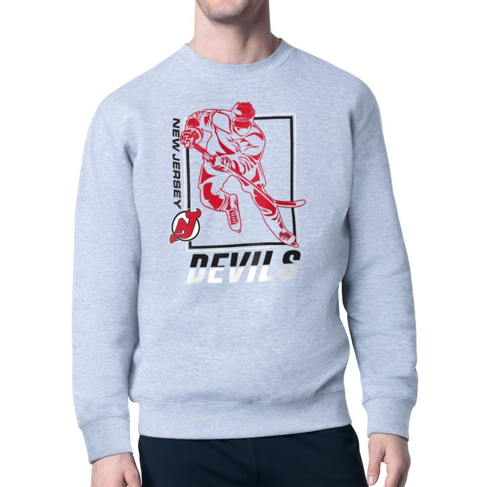 New Jersey Devils Starter Player Grid Fleece Pullover Sweatshirt - Heather Gray - NHL 201424739
