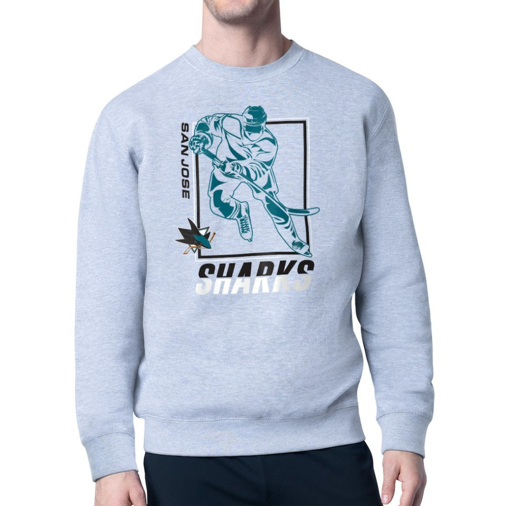 San Jose Sharks Starter Player Grid Fleece Pullover Sweatshirt - Heather Gray - NHL 201424753