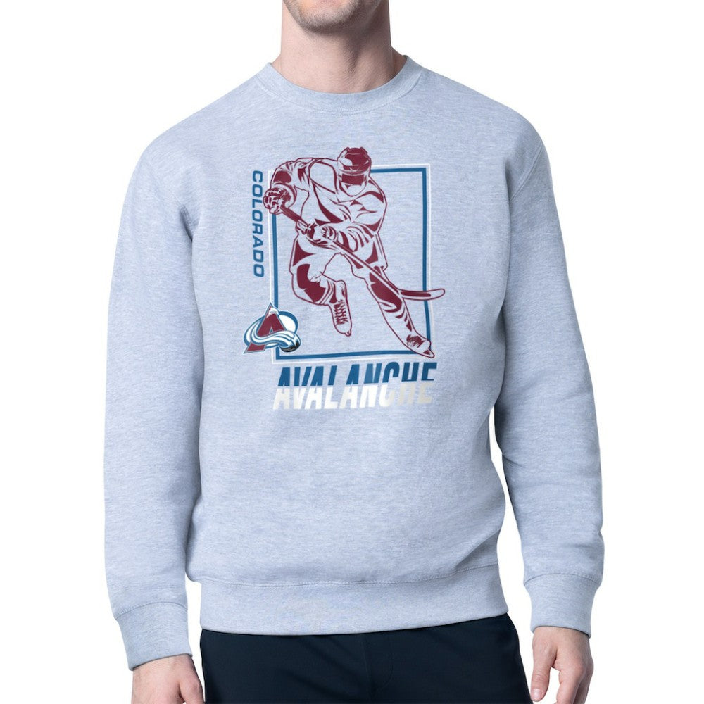 Colorado Avalanche Starter Player Grid Fleece Pullover Sweatshirt - Heather Gray - NHL 201424783