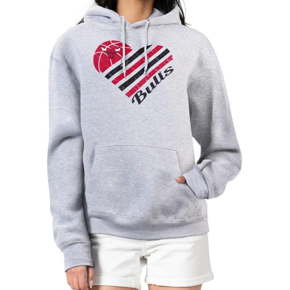 Chicago Bulls G-III 4Her by Carl Banks Women's Heart Pullover Hoodie - Heather Gray