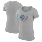 Oklahoma City Thunder G-III 4Her by Carl Banks Women's Super-Slim Fit Lightweight Heart T-Shirt Heather Gray