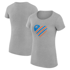 Oklahoma City Thunder G-III 4Her by Carl Banks Women's Super-Slim Fit Lightweight Heart T-Shirt Heather Gray