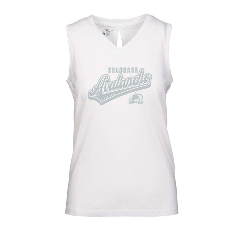 Colorado Avalanche Levelwear Women's Paisley Sweep V-Neck Tank Top - White - NHL 201425419