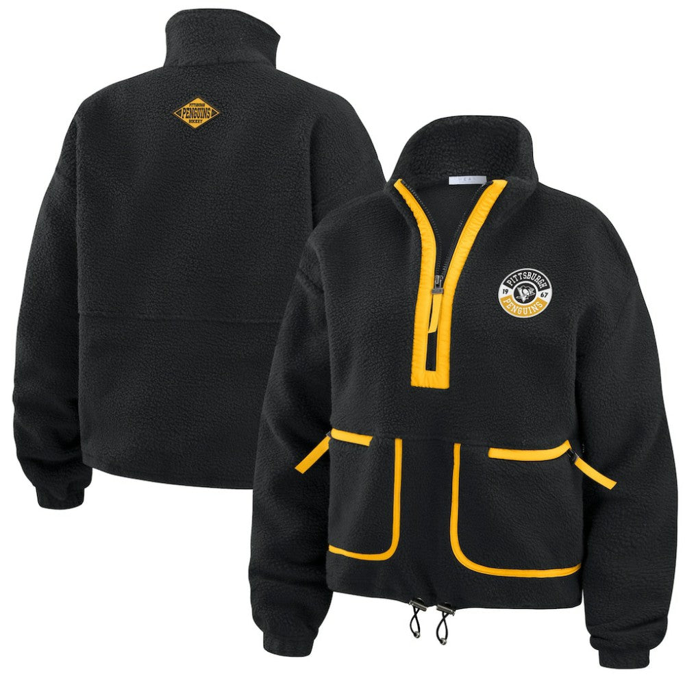 Pittsburgh Penguins WEAR by Erin Andrews Women's Polar Fleece Half-Zip Jacket - Black - NHL 201429688
