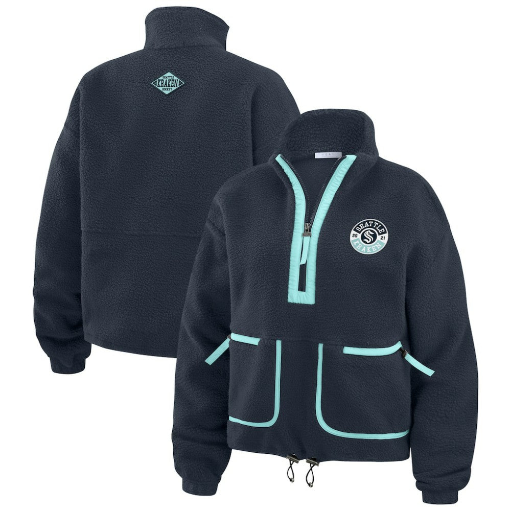 Seattle Kraken WEAR by Erin Andrews Women's Polar Fleece Half-Zip Jacket - Deep Sea Blue - NHL 201429691