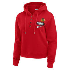 Chicago Blackhawks WEAR by Erin Andrews Women's Waffle-Knit Pullover Hoodie - Red - NHL 201429699