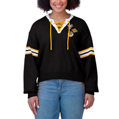 Pittsburgh Penguins WEAR by Erin Andrews Women's Cropped Lace-Up Sweater - Black - NHL 201429721