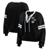 Los Angeles Kings WEAR by Erin Andrews Women's Cropped Lace-Up Sweater - Black - NHL 201429724