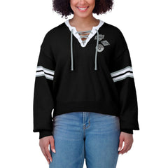 Los Angeles Kings WEAR by Erin Andrews Women's Cropped Lace-Up Sweater - Black - NHL 201429724