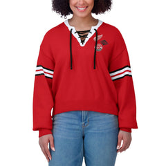 Detroit Red Wings WEAR by Erin Andrews Women's Cropped Lace-Up Sweater - Red - NHL 201429725