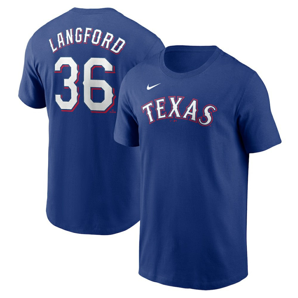 Wyatt Langford Texas Rangers Nike Fuse Name & Number T-Shirt - Royal - Nike on Sale