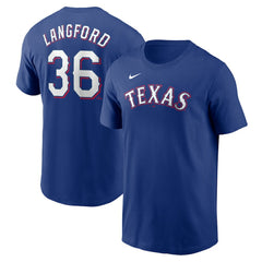 Wyatt Langford Texas Rangers Nike Fuse Name & Number T-Shirt - Royal - Nike on Sale