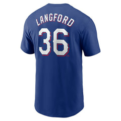 Wyatt Langford Texas Rangers Nike Fuse Name & Number T-Shirt - Royal - Nike on Sale