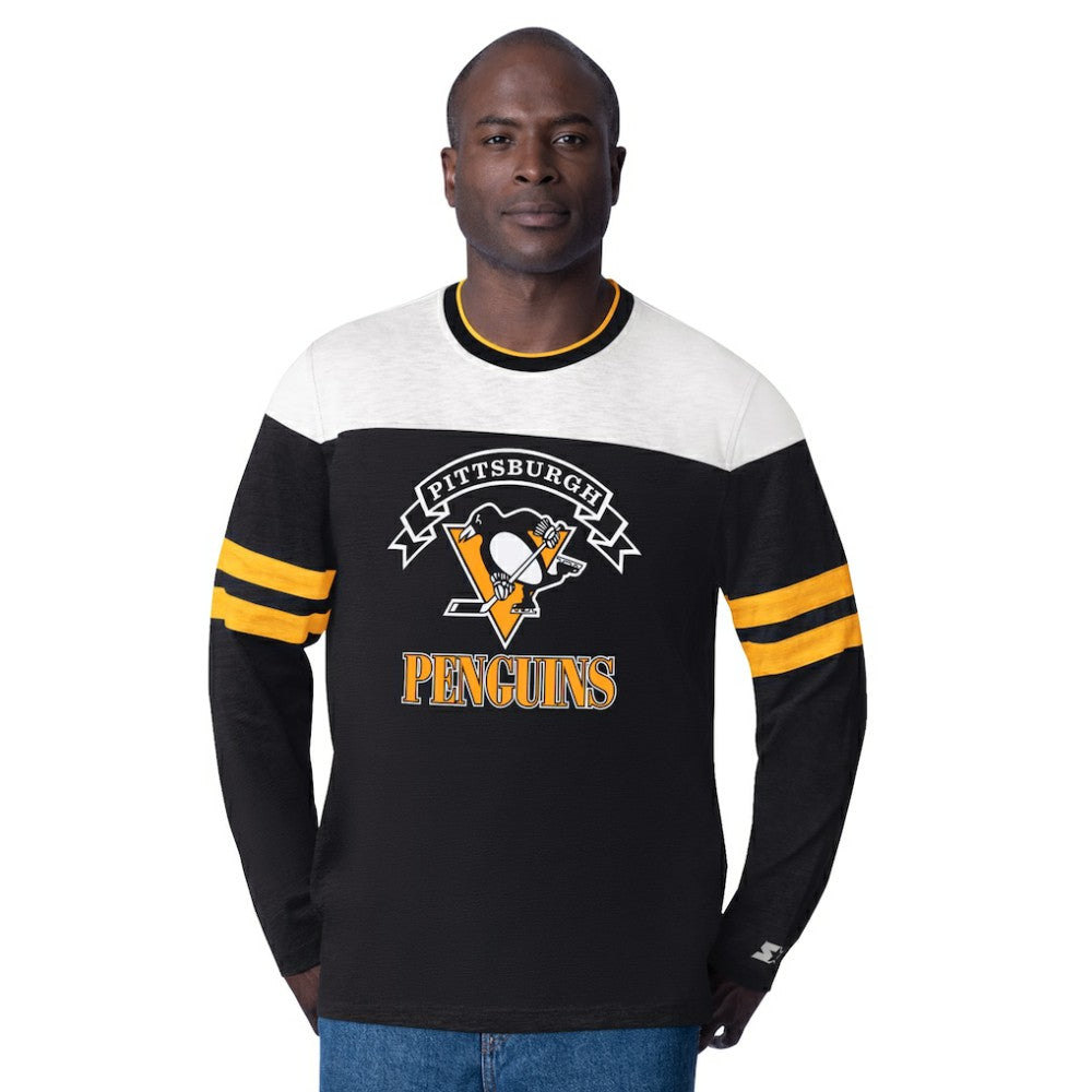 Pittsburgh Penguins Starter Blitz Durene Long Sleeve T-Shirt - Black - NHL 201432182
