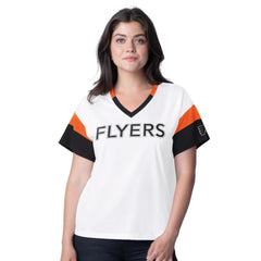 Philadelphia Flyers G-III 4Her by Carl Banks Women's Rink Oversized Rhinestone V-Neck T-Shirt - White - NHL 201432652