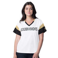 Vegas Golden Knights G-III 4Her by Carl Banks Women's Rink Oversized Rhinestone V-Neck T-Shirt - White - NHL 201432653