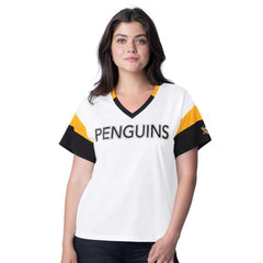 Pittsburgh Penguins G-III 4Her by Carl Banks Women's Rink Oversized Rhinestone V-Neck T-Shirt - White - NHL 201432665