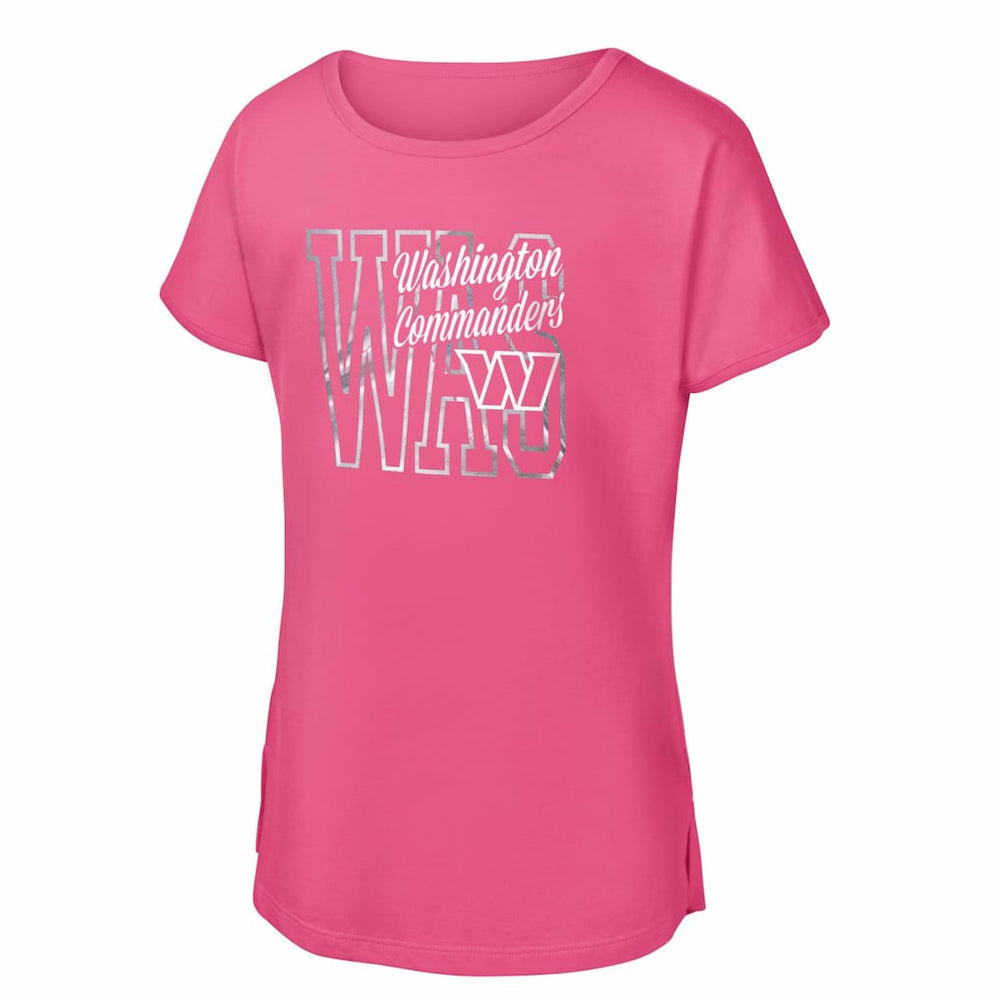 Washington Commanders Girls Youth Signal Caller Dolman T-Shirt Pink