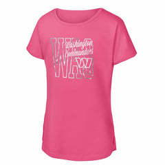 Washington Commanders Girls Youth Signal Caller Dolman T-Shirt Pink