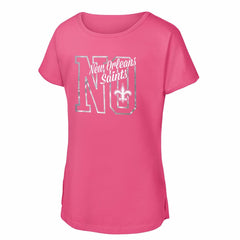 New Orleans Saints Girls Youth Signal Caller Dolman T-Shirt Pink