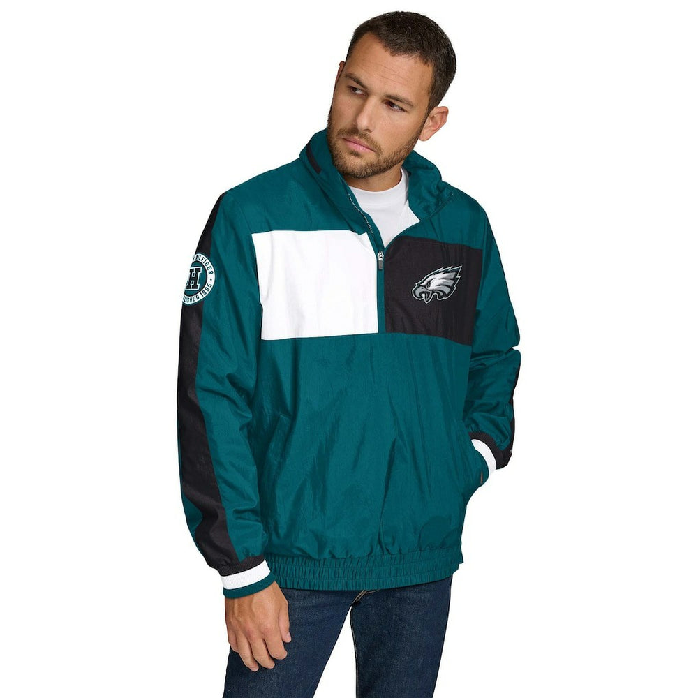 Philadelphia Eagles Tommy Hilfiger Gael Lightweight Half-Zip Hoodie Jacket Green