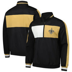 New Orleans Saints Tommy Hilfiger Gael Lightweight Half-Zip Hoodie Jacket Black
