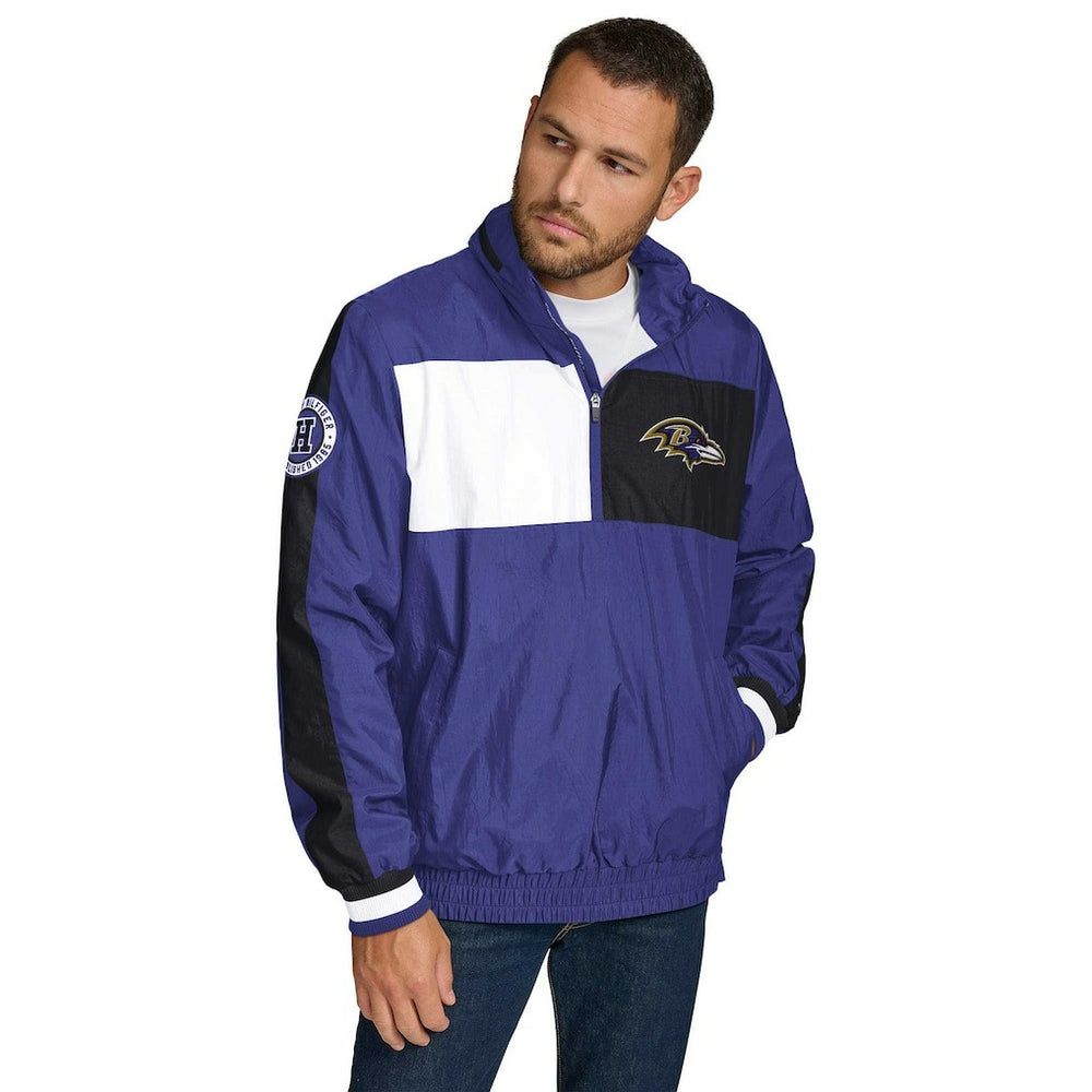 Baltimore Ravens Tommy Hilfiger Gael Lightweight Half-Zip Pullover Hoodie Jacket Purple