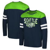 Seattle Seahawks G-III Sports by Carl Banks Adaptive Hail Mary Long Sleeve T-Shirt College Navy/Neon Green