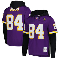 Mitchell & Ness Randy Moss Minnesota Vikings Player Name & Number Hoodie Legacy Jersey Purple