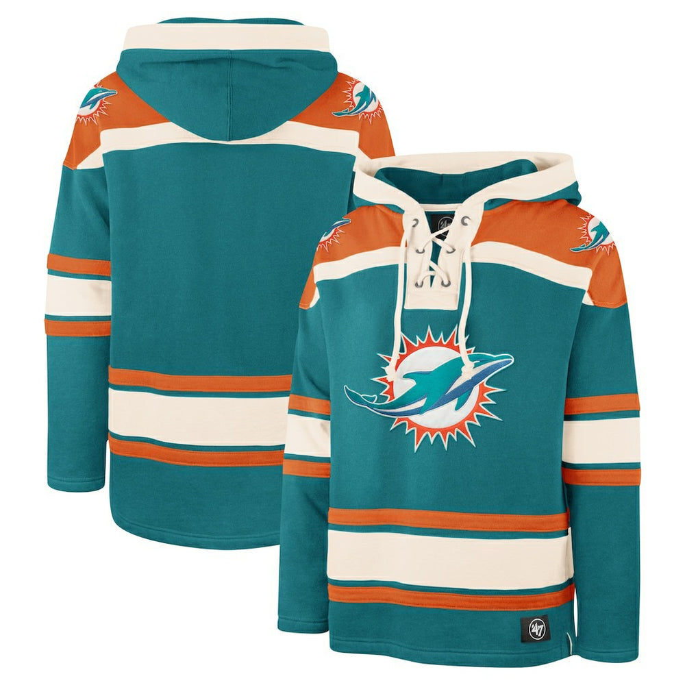 47 brand Miami Dolphins '47 Superior Lacer Pullover Hoodie Aqua