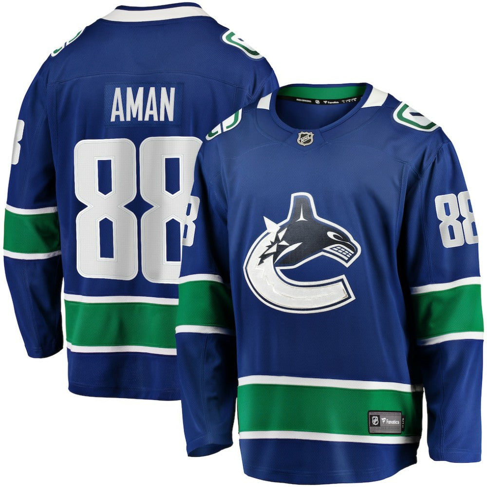 Nils Aman Vancouver Canucks Fanatics Home Premier Breakaway Player Jersey - Blue - NHL 201452161
