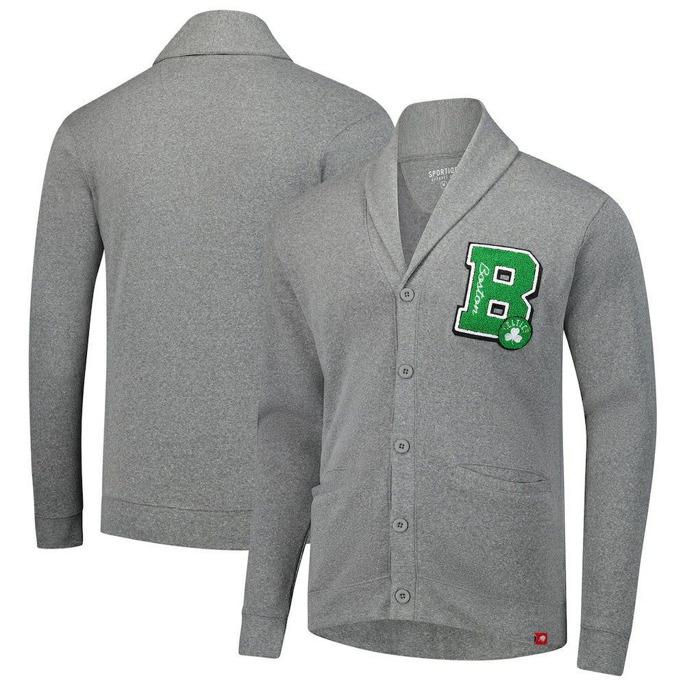 Boston Celtics Sportiqe Unisex Henshaw Full-Button Cardigan Sweater Heather Gray