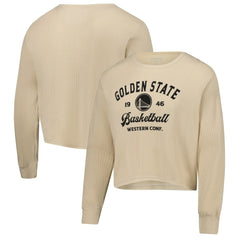 Golden State Warriors Sportiqe Unisex High Country Collection Cullen Cropped Waffle Knit Long Sleeve T-Shirt Cream