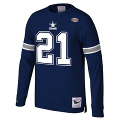 Mitchell & Ness Deion Sanders Dallas Cowboys Retired Player Name & Number Long Sleeve Top Navy